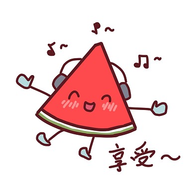 千库编辑卡通西瓜各种表情表情包插画享受