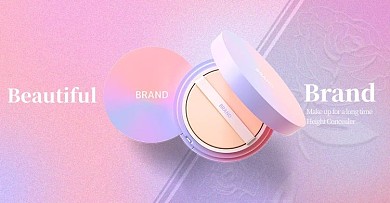 化妆品粉底气垫粉底紫色渐变电商横版banner