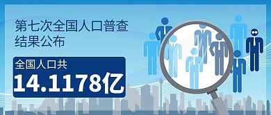 人口普查结果公布蓝色商务公众号首图