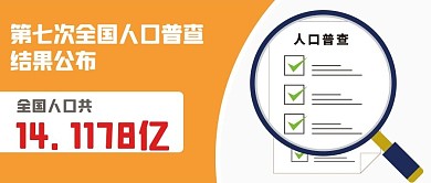 人口普查结果公布桔色简约公众号首图
