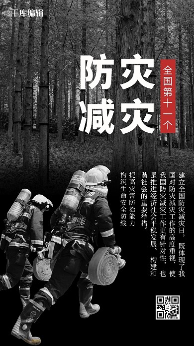 防灾减灾防灾日黑色简约海报