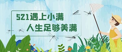 521&小满夏日抓蜻蜓绿色手绘公众号首图
