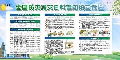 全国防灾减灾绿色简约展板