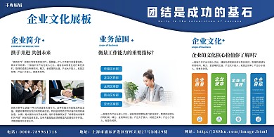 企业文化宣传栏通用蓝白展板