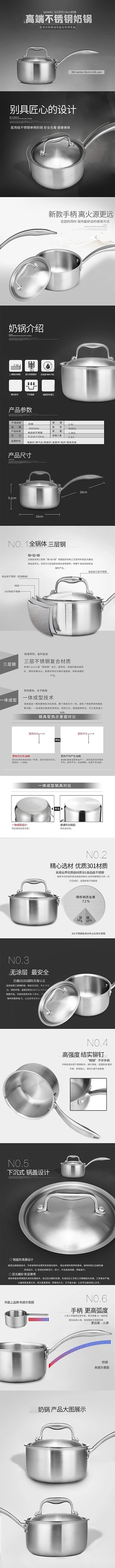 不锈钢奶锅电商详情页