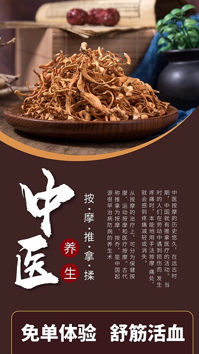 中医养生摄影图黄色商务风手机海报