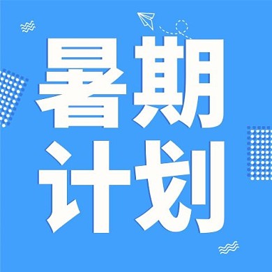 暑假计划几何形状蓝色简约公众号次图