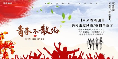毕业展板青年红色简约展板