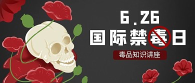 国际禁毒日黑色简约公众号首图