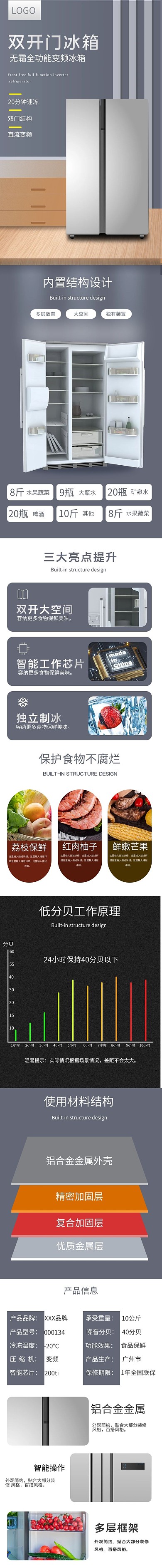 双开门冰箱家电电商详情页