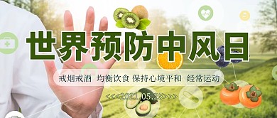 世界预防中风日水果绿色简约公众号首图