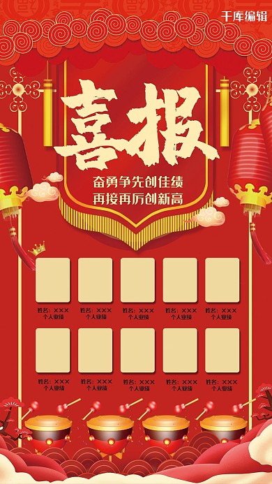 喜报红色喜庆风金榜题名高考海报