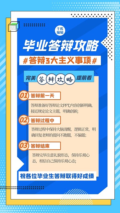 毕业答辩几何蓝色孟菲斯海报