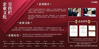 红色立体质感企业文化宣传栏展板