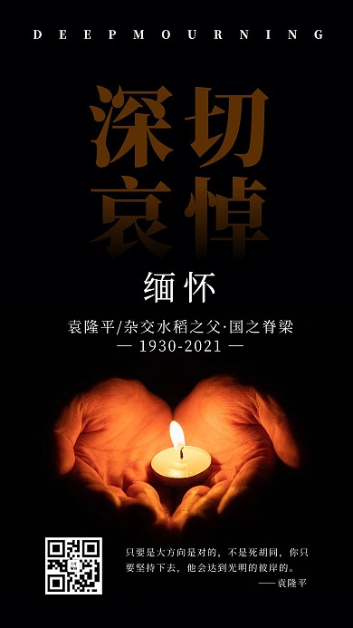 袁隆平热点蜡烛棕色简约风海报