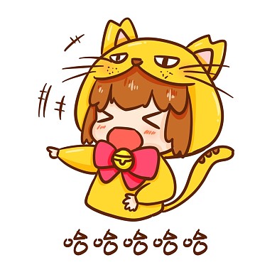 卡通猫耳少年大笑表情包