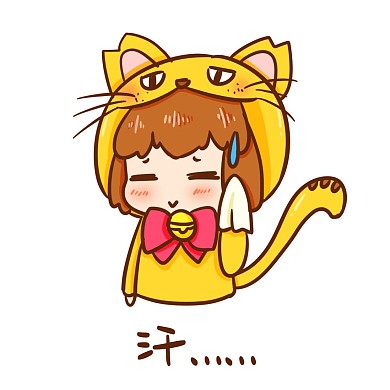 卡通猫耳少年汗颜表情包