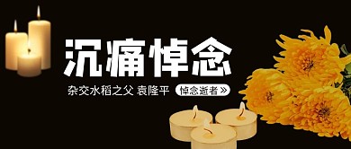 沉痛悼念蜡烛菊花黑色简约公众号首图