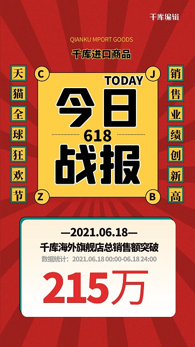 618战报红色创意海报