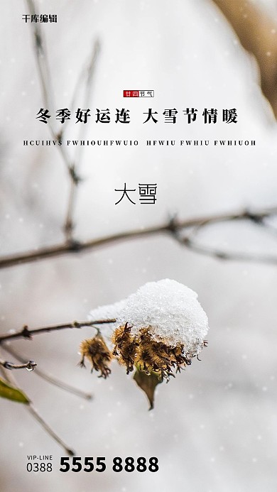 大雪雪花灰色创意海报