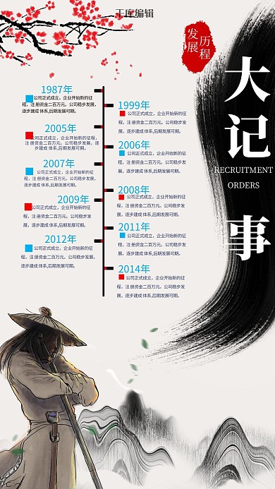 企业发展剑客灰色中国风海报