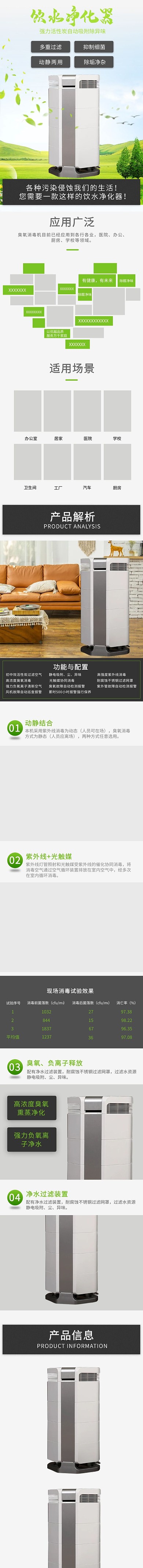 日用品饮水净化器绿色清新风电商详情页
