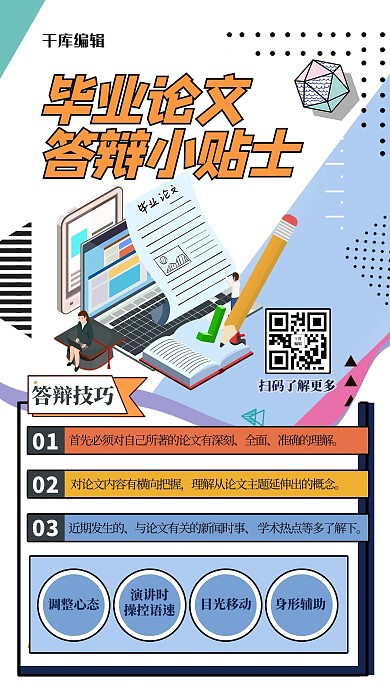 毕业论文几何黄色孟菲斯海报