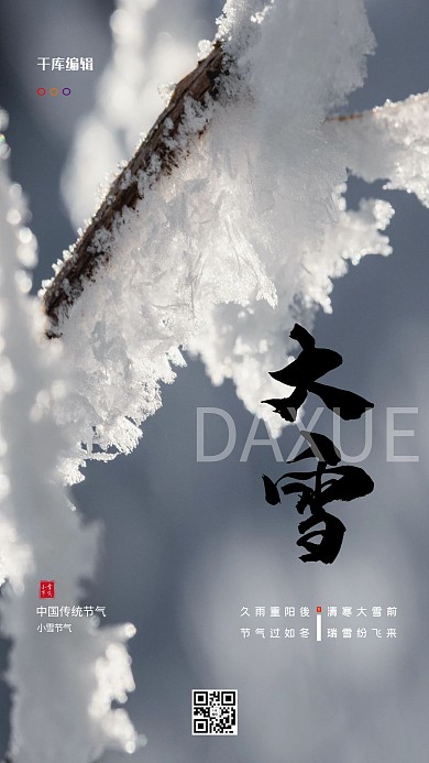 大雪雪花灰色创意海报