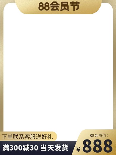 88会员节会员金色渐变电商主图直通车