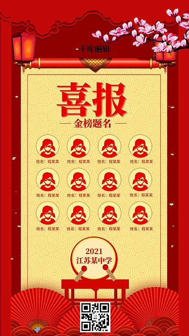 金榜题名喜报海报