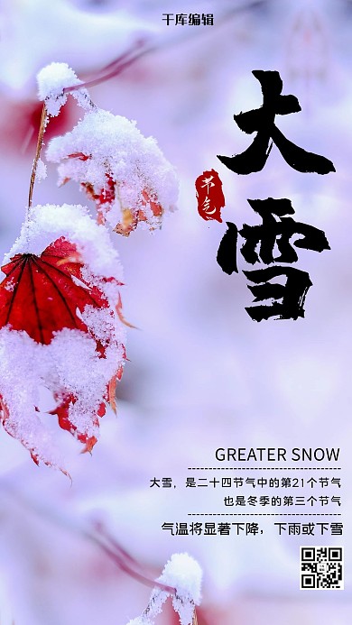 大雪雪红色简约海报