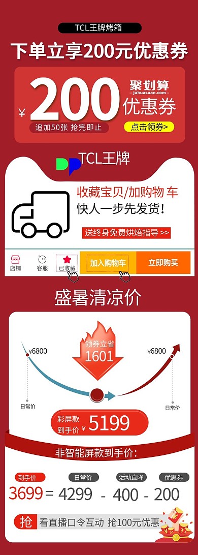 价格曲线红色简约电商关联页