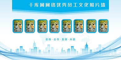 企业照片墙 宣传蓝色大气展板