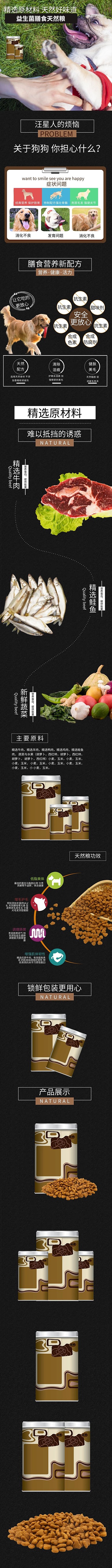 宠物食品爱犬天然粮黑色简约风电商设计详情页