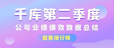 公司业绩绩效紫色渐变公众号首图