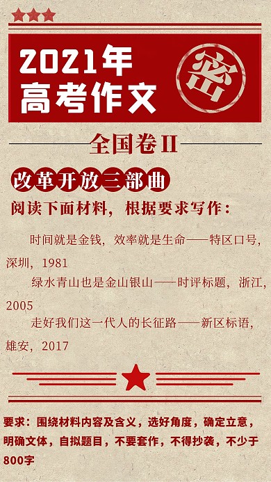 2021高考作文高考红色大字报海报