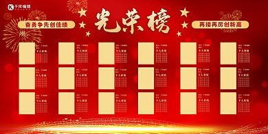 光荣榜荣誉榜红色中国风展板