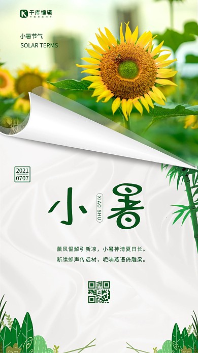 小暑节气绿色简约海报