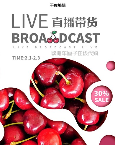 水果樱桃红色简洁电商竖版banner
