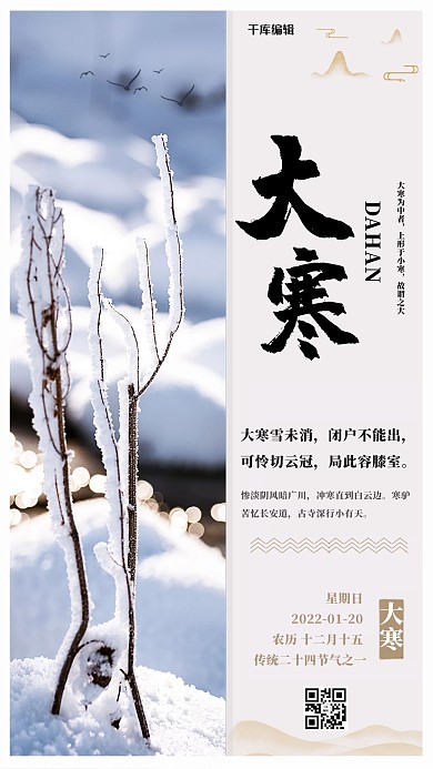 大寒雪地白色实物海波