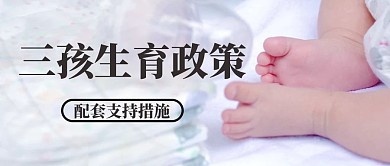 三孩政策婴儿浅灰色大字简洁公众号首图