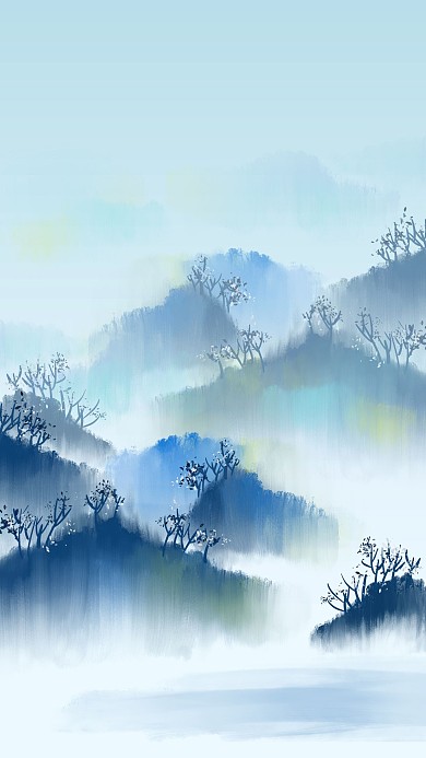 水墨古风山水意境背景素材