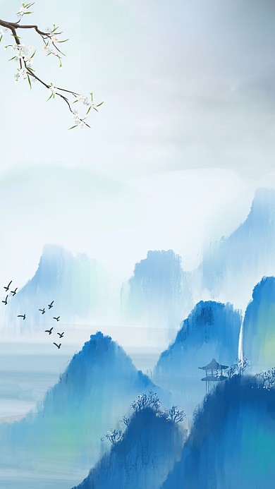 水墨古风山水背景素材