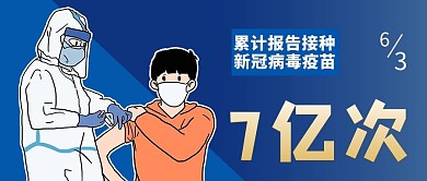 疫苗接种覆盖范围7亿次蓝色商务风公众号首图