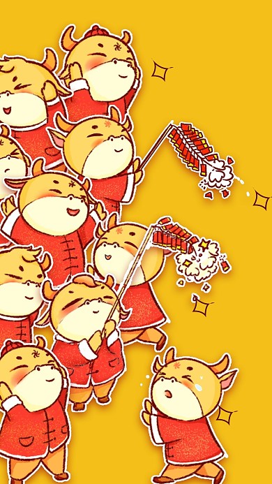 新年牛年卡通手机壁纸