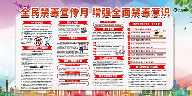 全民禁毒程序员红色简约展板