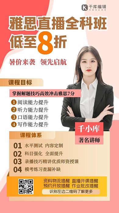 雅思人物几何红色商务海报