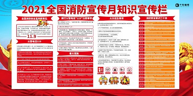 119消防宣传月红色简约展板