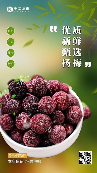 水果杨梅绿色简约海报