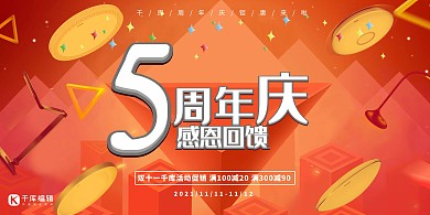 周年庆金币黄色创意展板